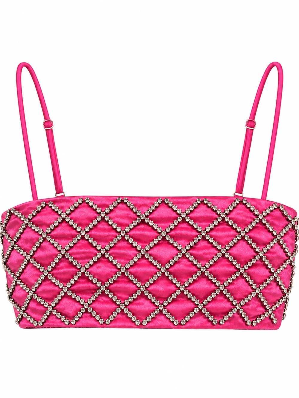 H&M Hot Pink Rhinestone Beaded Satin Crop Top